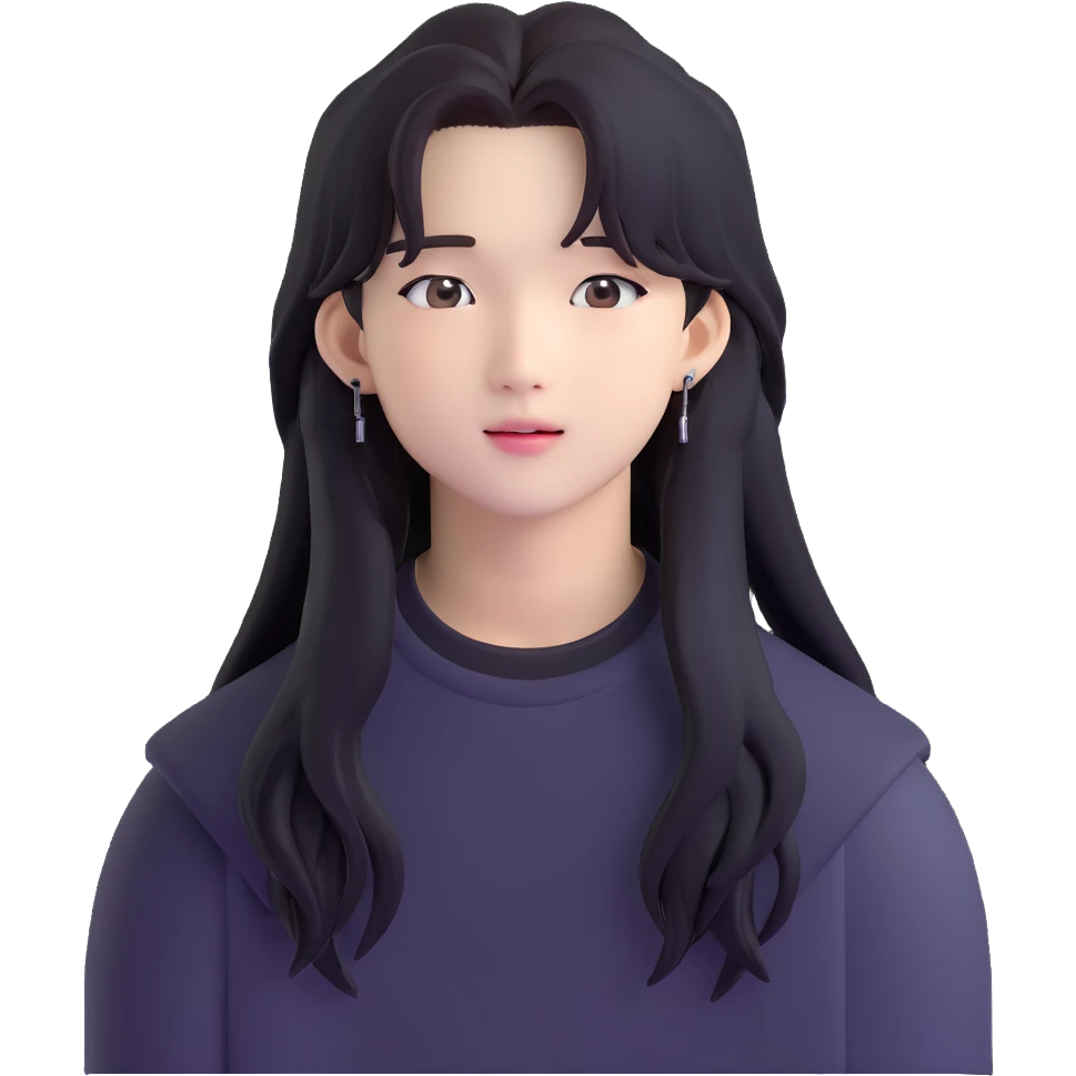 Hyunjin from Stray Kids, K-pop idol with long hair emoji