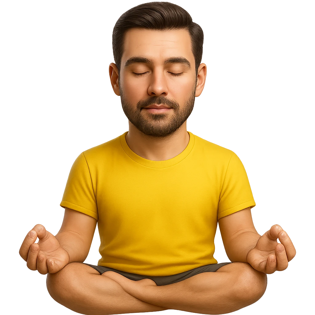 emoji stile iphone di un uomo che medita, iperrealistico 4k emoji