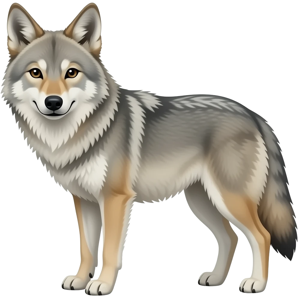 Эмодзи риже серый шерсть сливается койот в полный рост emoji