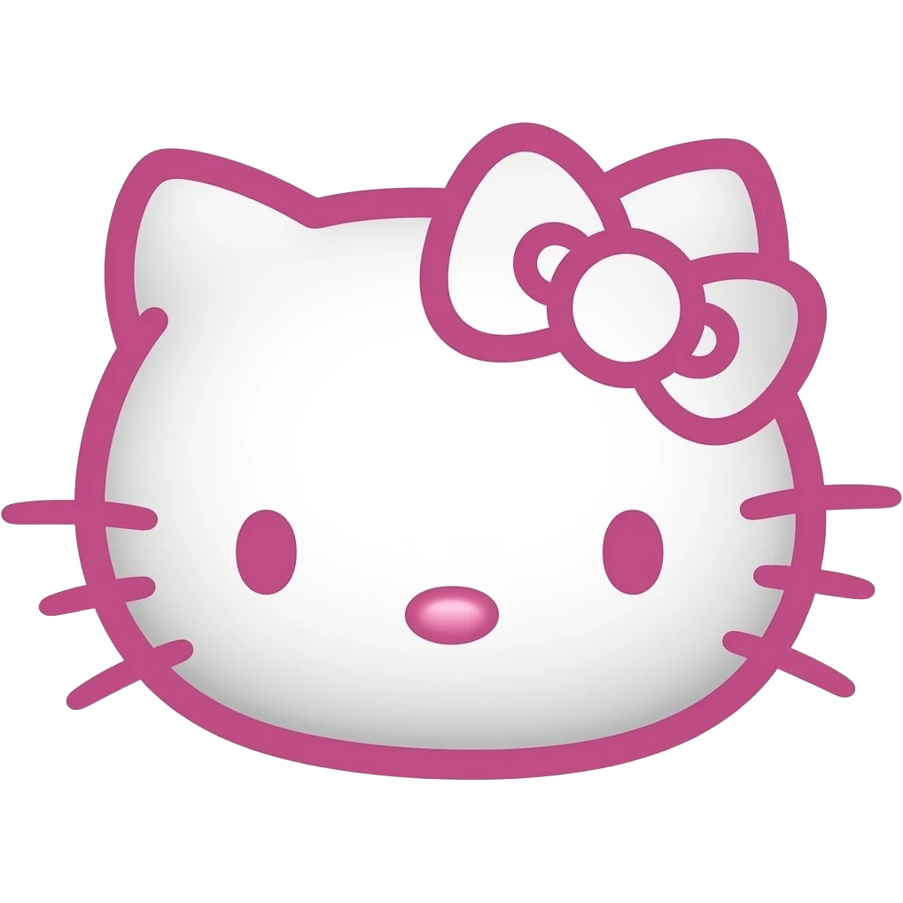 Hot pink outline hello kitty head emoji