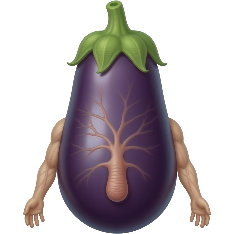 Eggplant with human like penis viens emoji