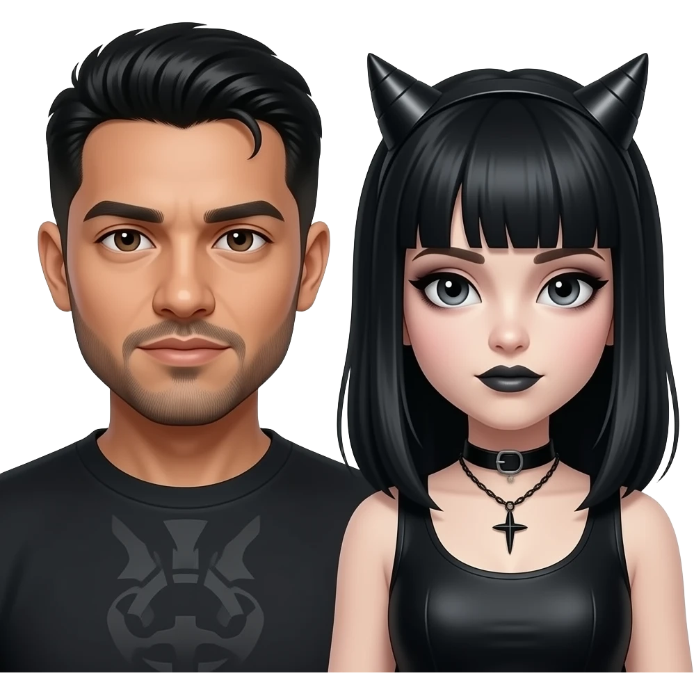 Latino guy with goth girl emoji