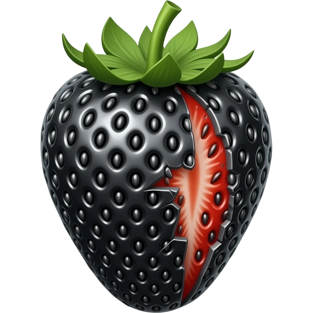 steampunk - rusty broken mechanical steel black strawberry emoji