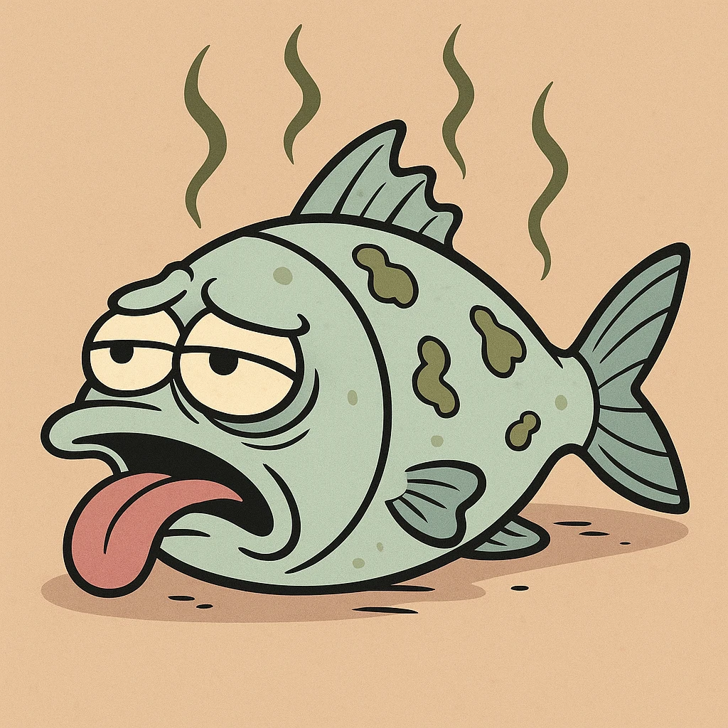 rotten fish with stink lines, comic style emoji