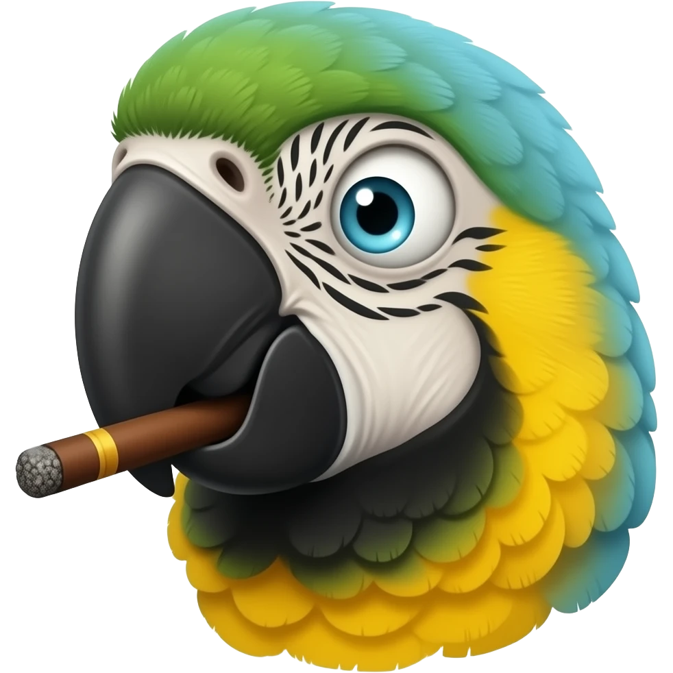 Funny Parrot head smoke cigar emoji