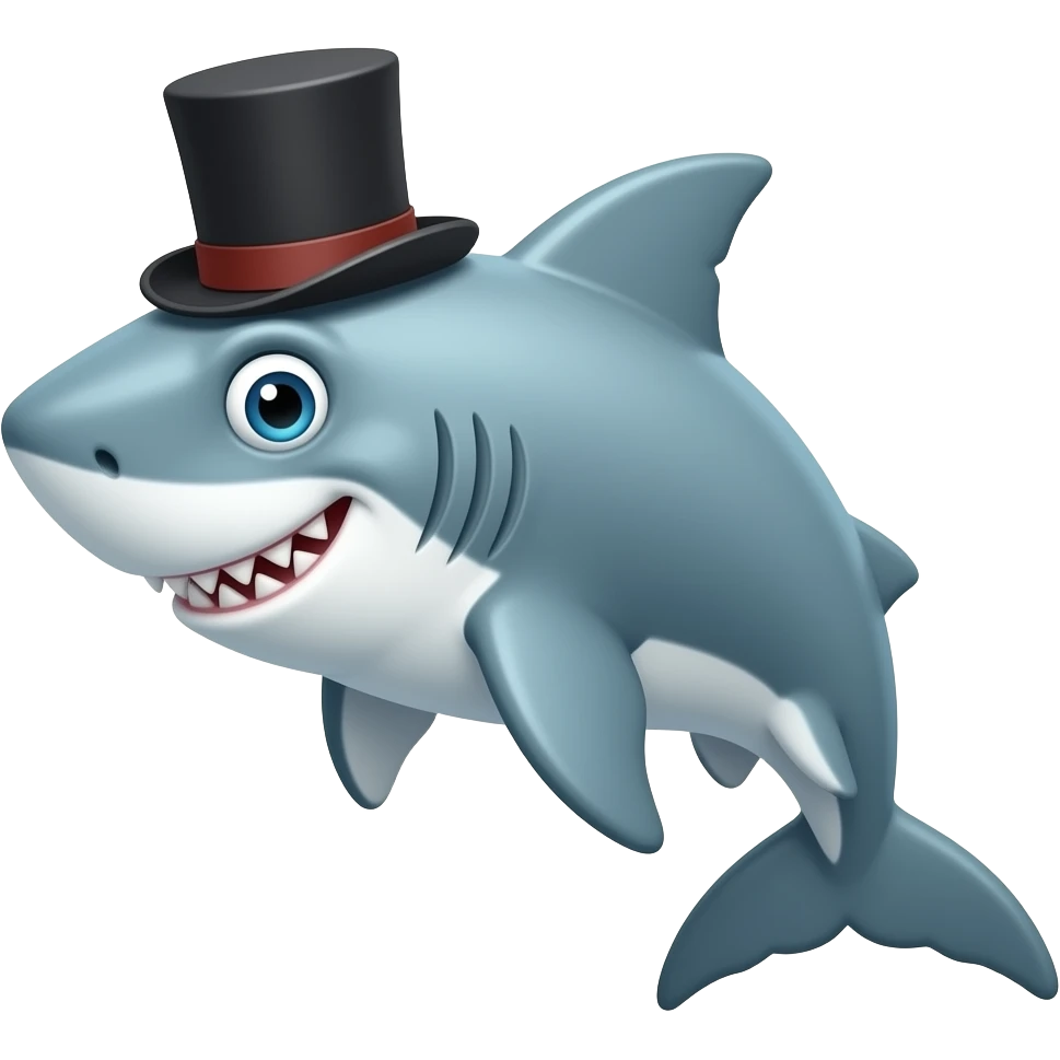 Shark with a top hat emoji
