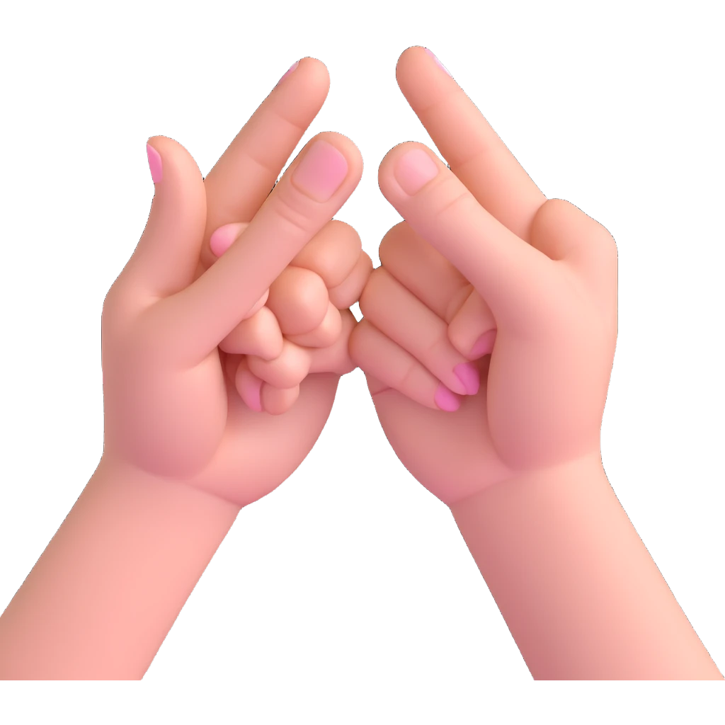 two hands making a pinky promise, close-up, simple, friendly emoji
