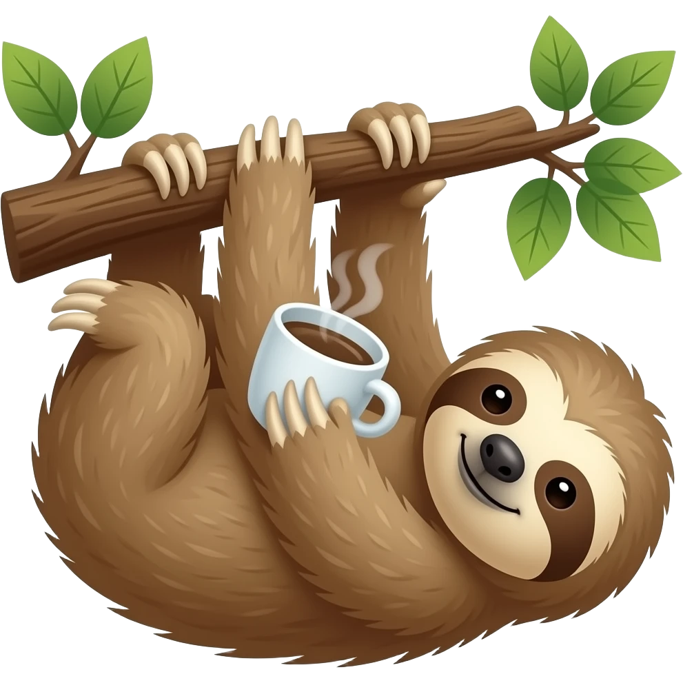 hanging sloth tree coffee emoji