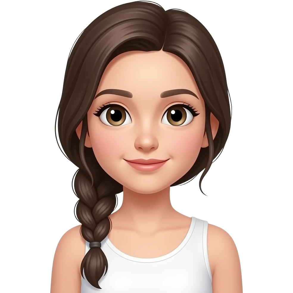 a girl wearing cute white top with a braid emoji