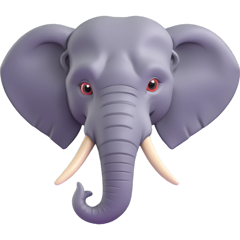 masculine elephant head, angular lines, powerful tusks, assertive look emoji