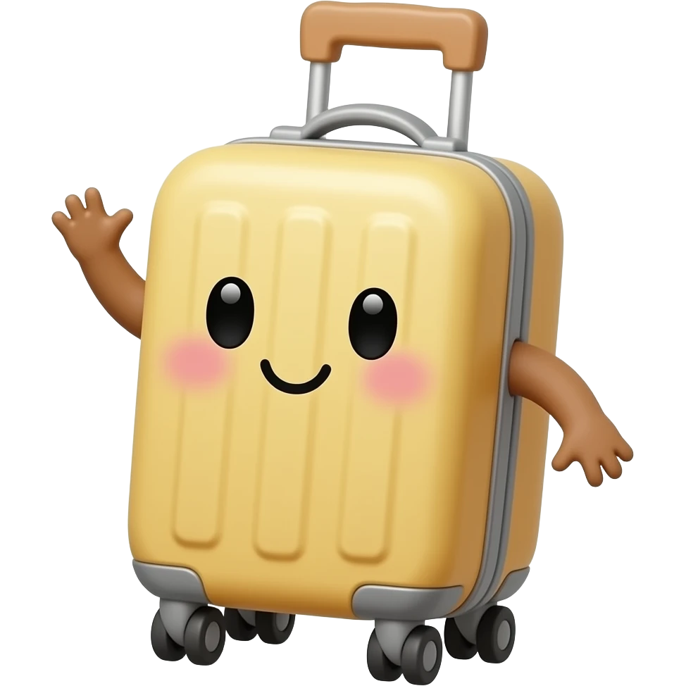 kawaii suitcase happy dance cute smiley emoji