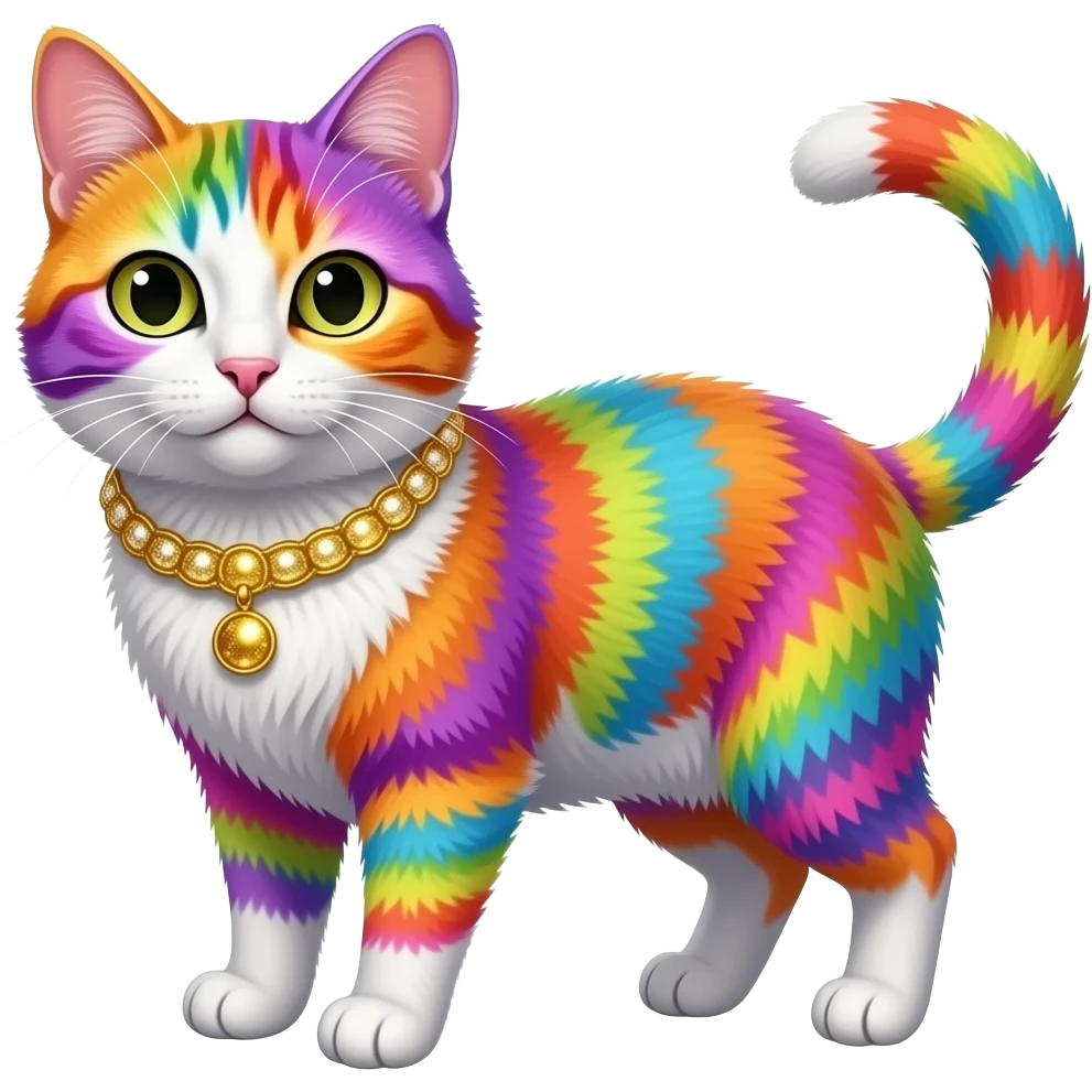 vibrant color cat wear necklace emoji