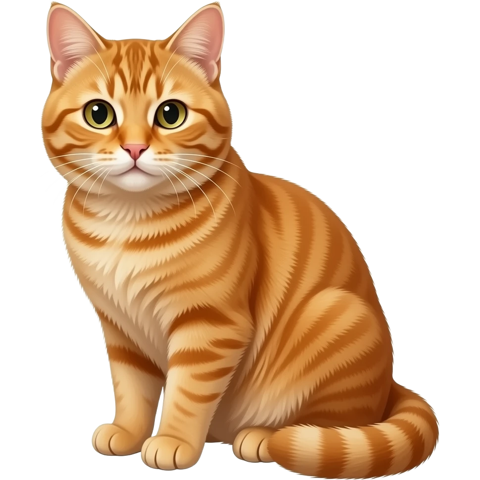 Realistic sitting beautiful fine aesthetic Ginger cat emoji