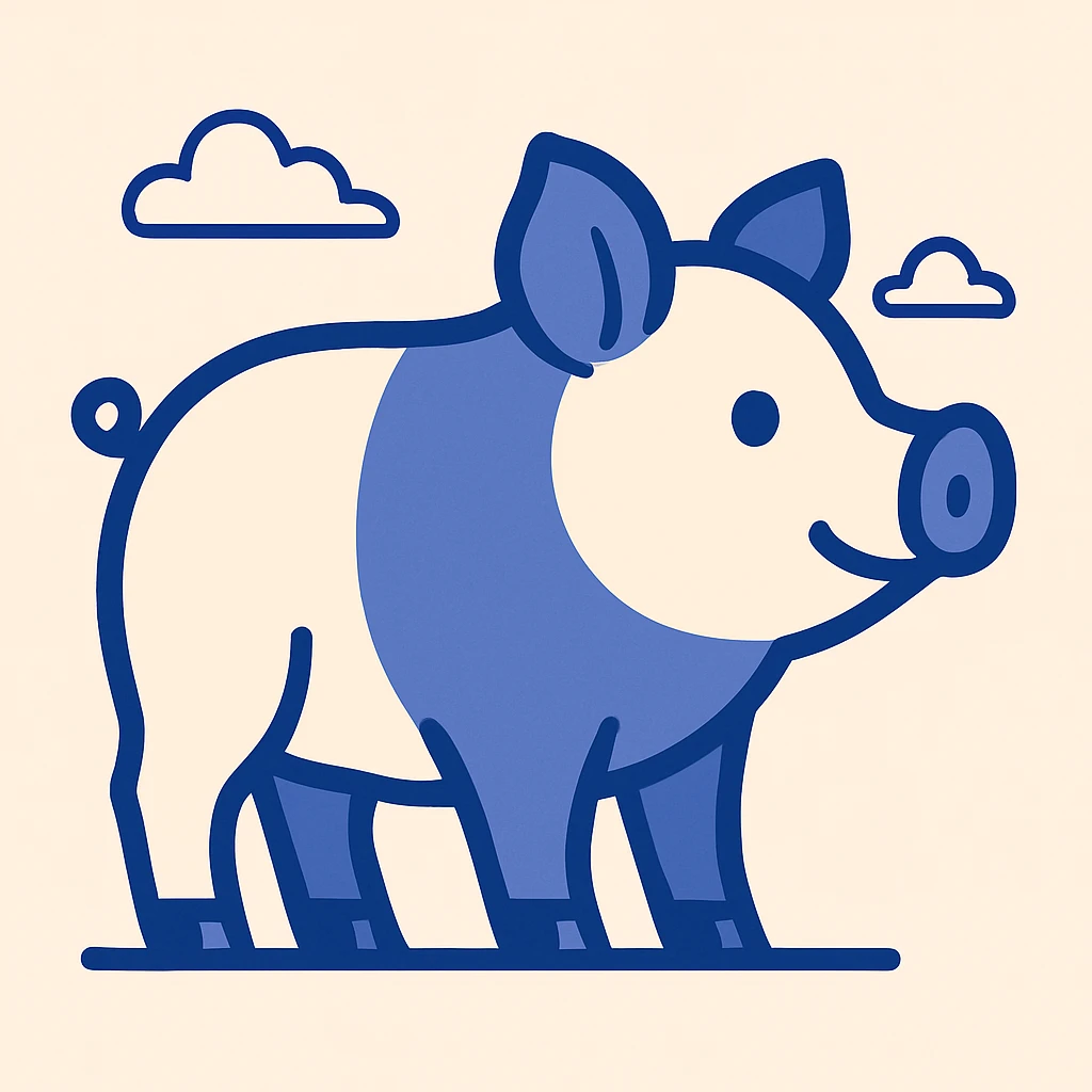 side view of a pig, cartoon style, academic color palette, suitable for an animal studies app icon emoji