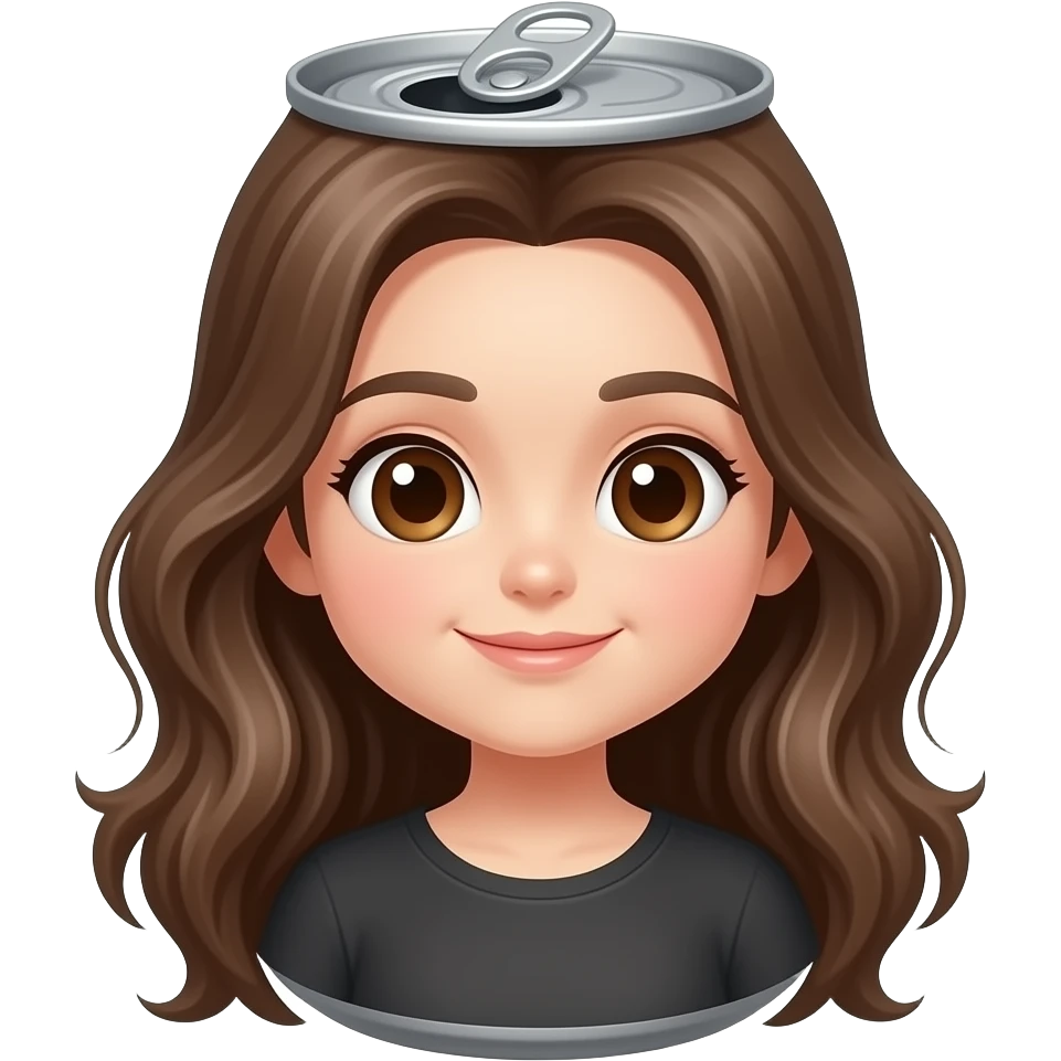 Can with cute face and long hair emoji