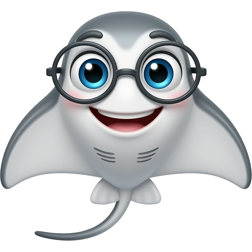 Smiling Stingray wearing glasses emoji