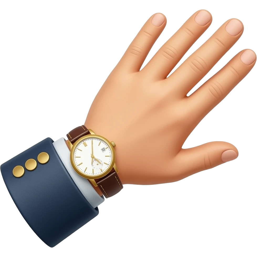Mano abierta con reloj elegante emoji