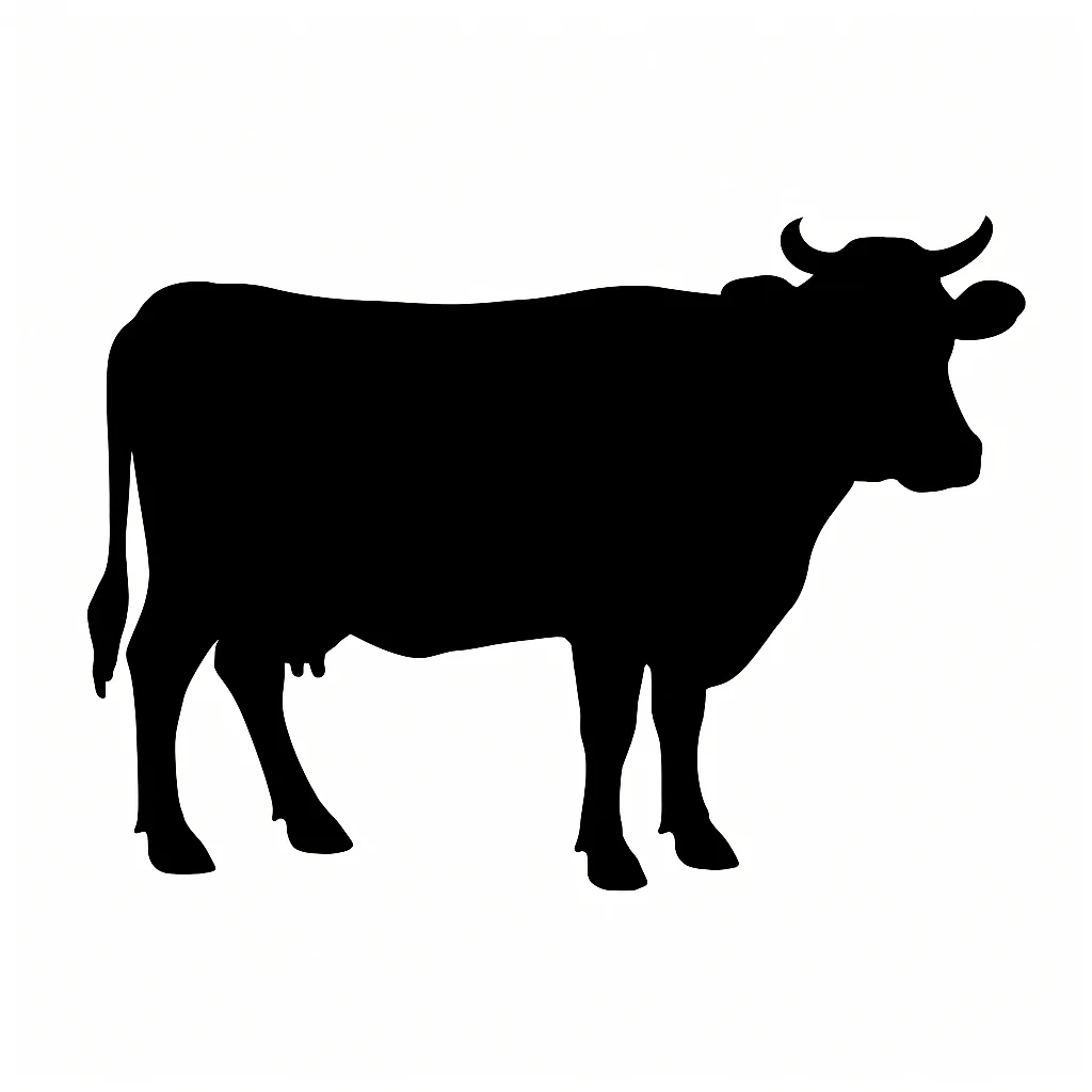 Cow black silhouette white background emoji