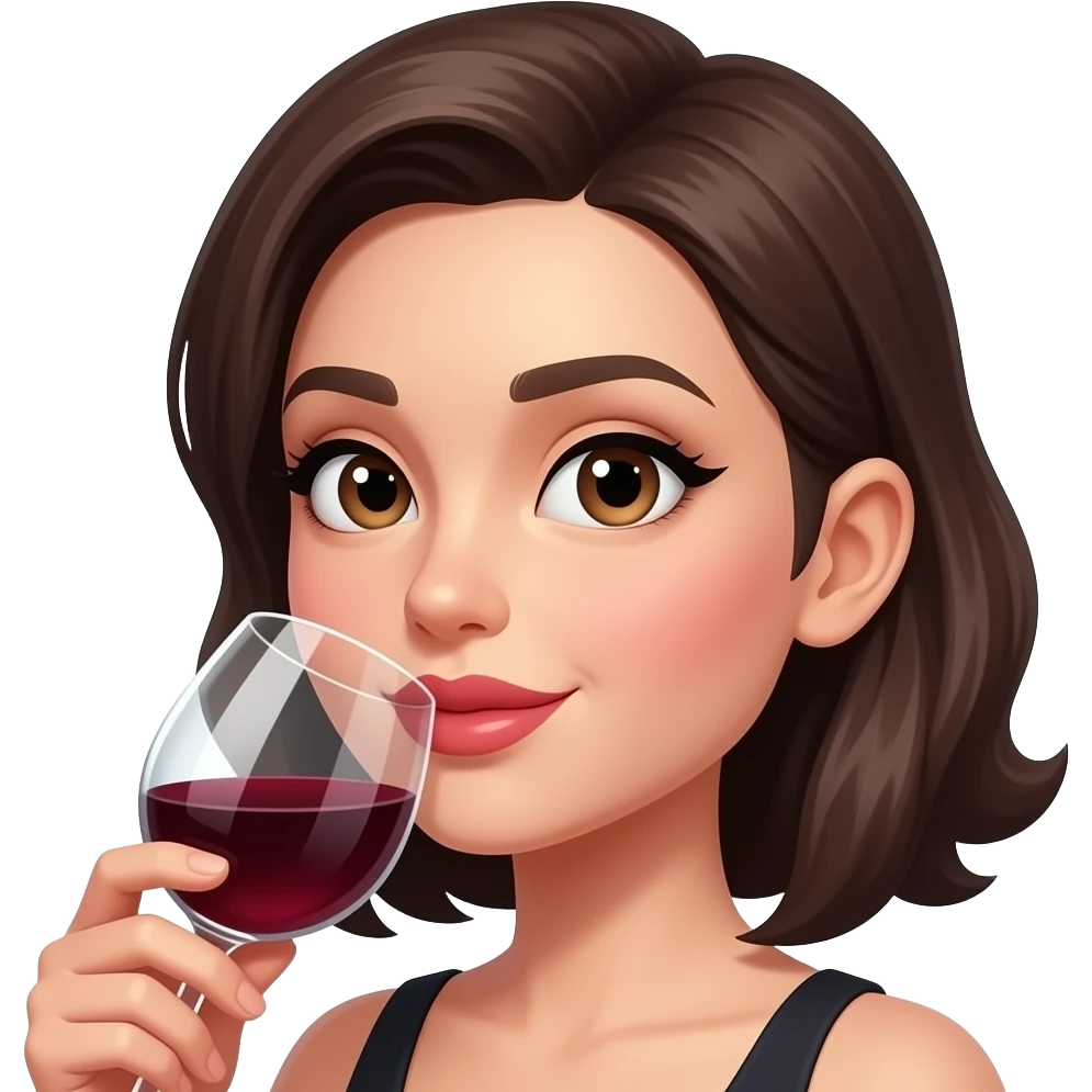 sip of wine just the lips, woman emoji