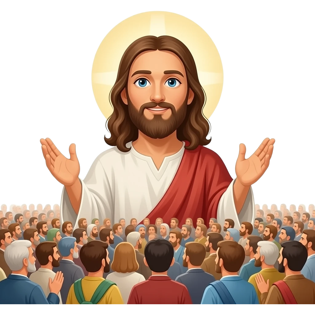Jesus preaching to thousands of people from biblical times emoji