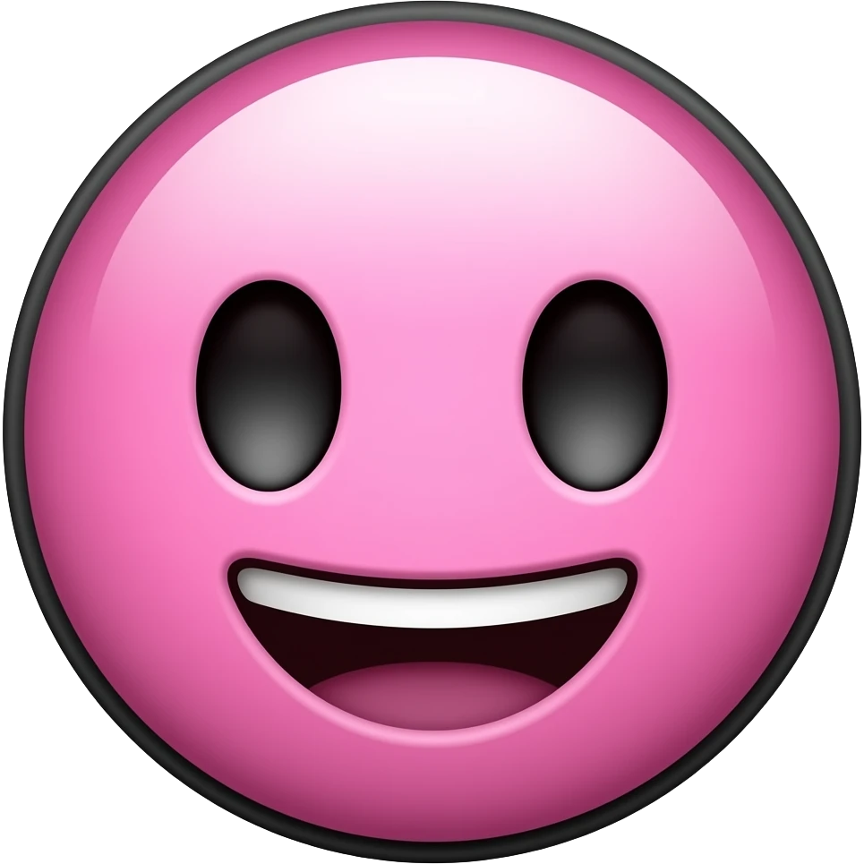 thick black outline, pink toy emoji, thick black outline, simple cartoon emoji