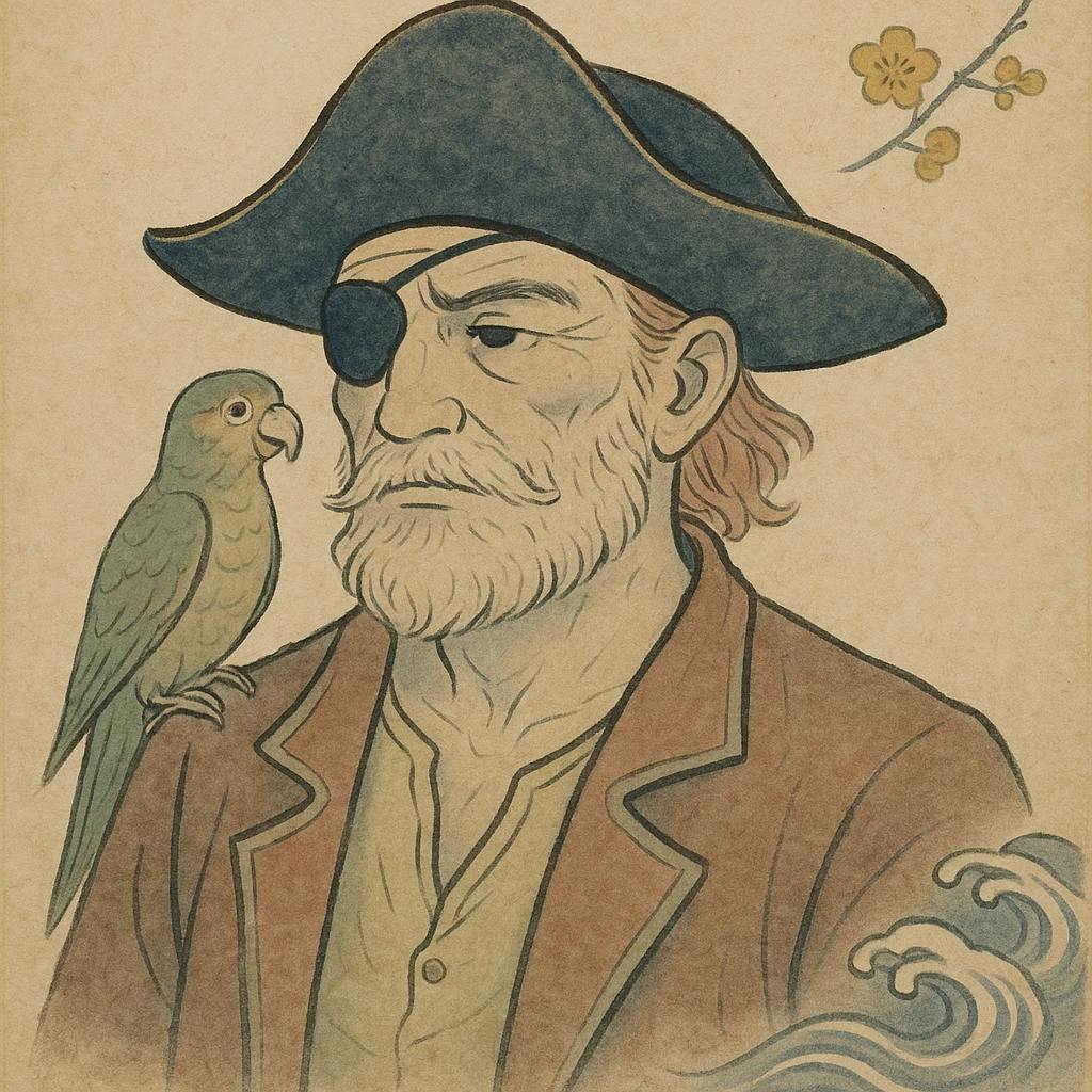 pirate with eye patch and parrot emoji