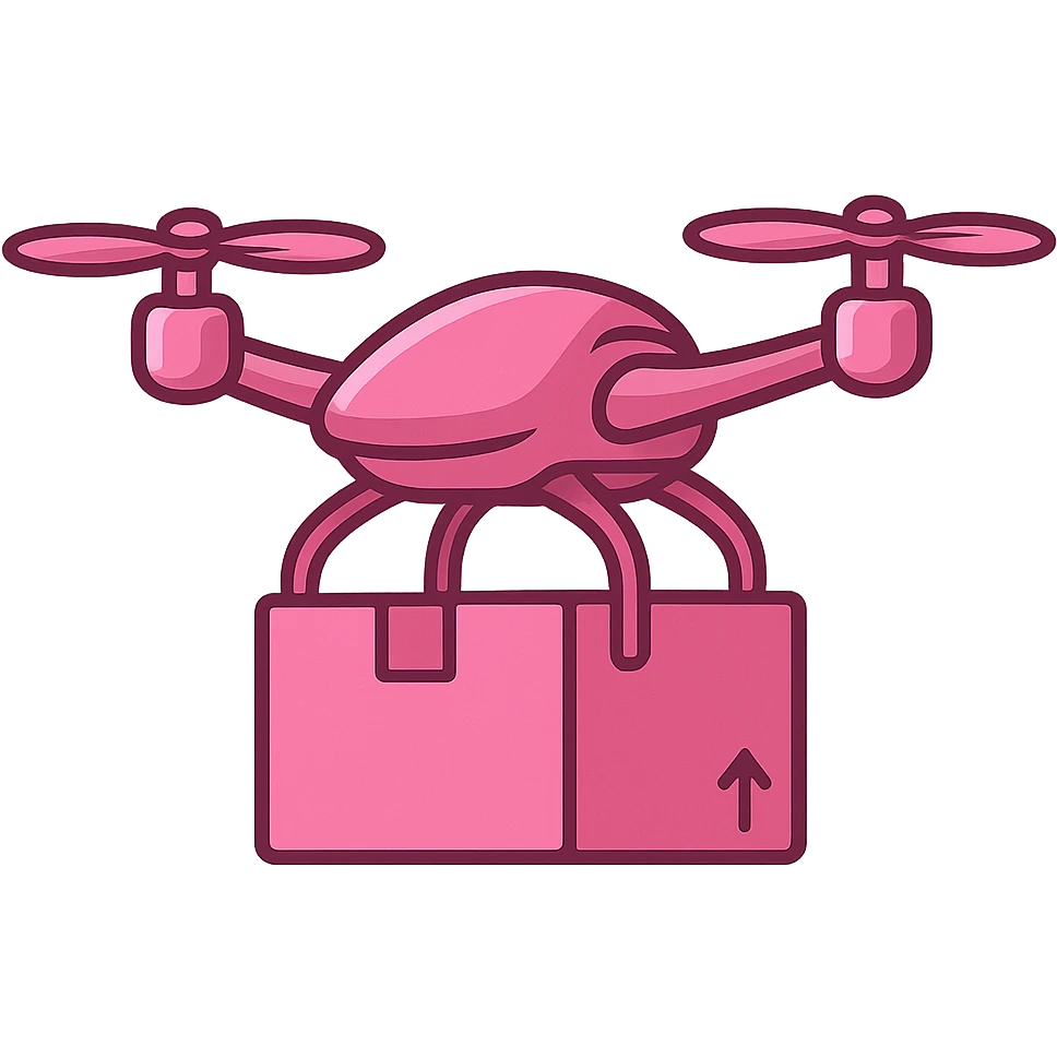 pink delivery drone emoji