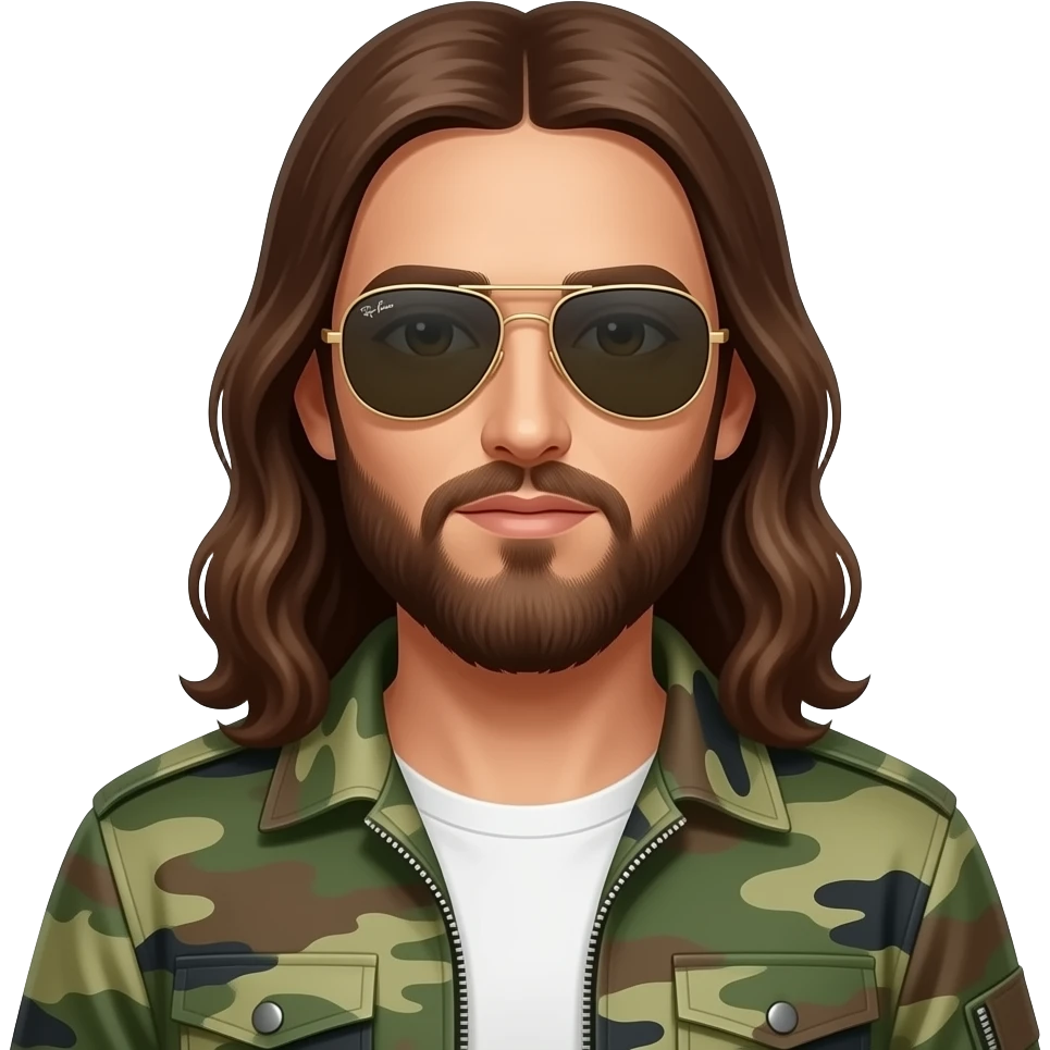 Jesus Christ wearing Ray-Ban aviator  and army jacket emoji