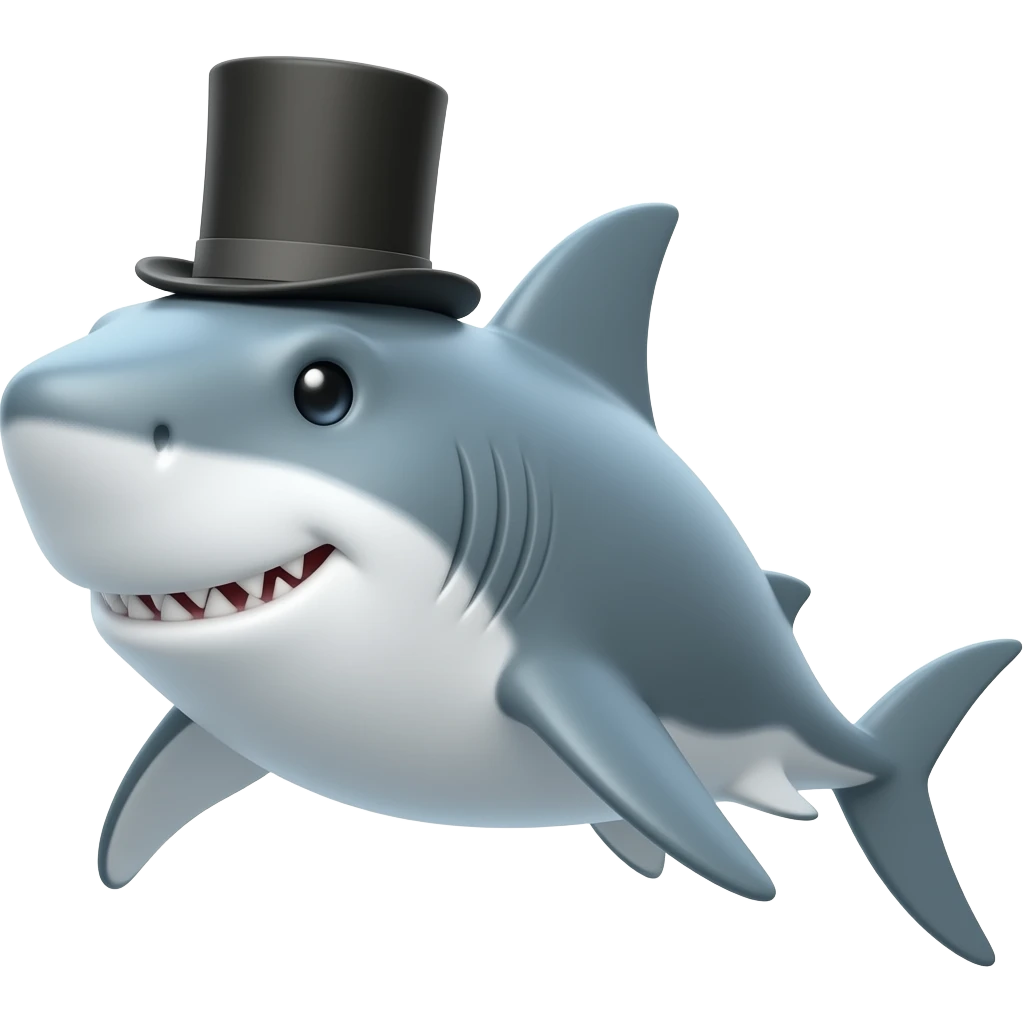 Shark with a top hat emoji