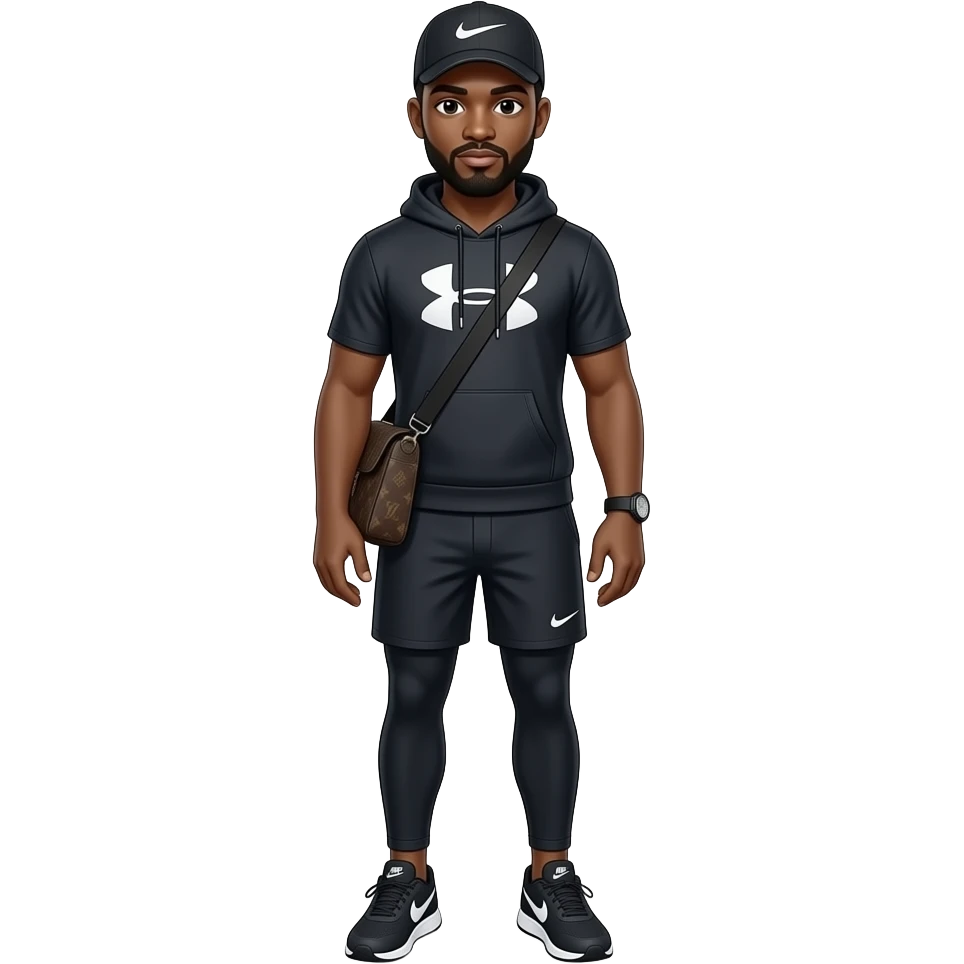 Un noir avec du under armour en running et Nike sa cagoule et sa sacoche louis vitton et ces paires des tn et sa montre une lacoste emoji