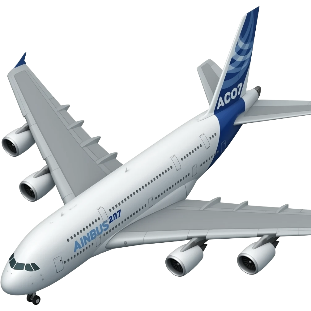 Airbus a380 realistic plane facing to the left bottom corner emoji