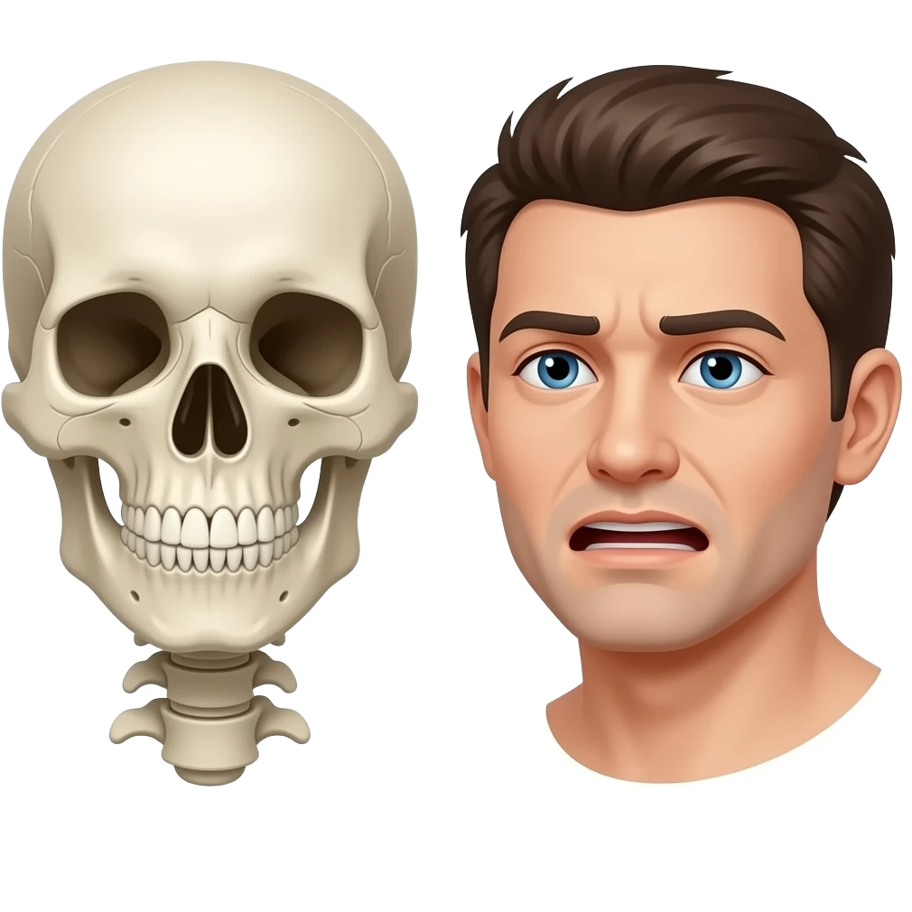 Disk , kemik ve acılı yüz ifadesi yan yana yapar mosın emoji