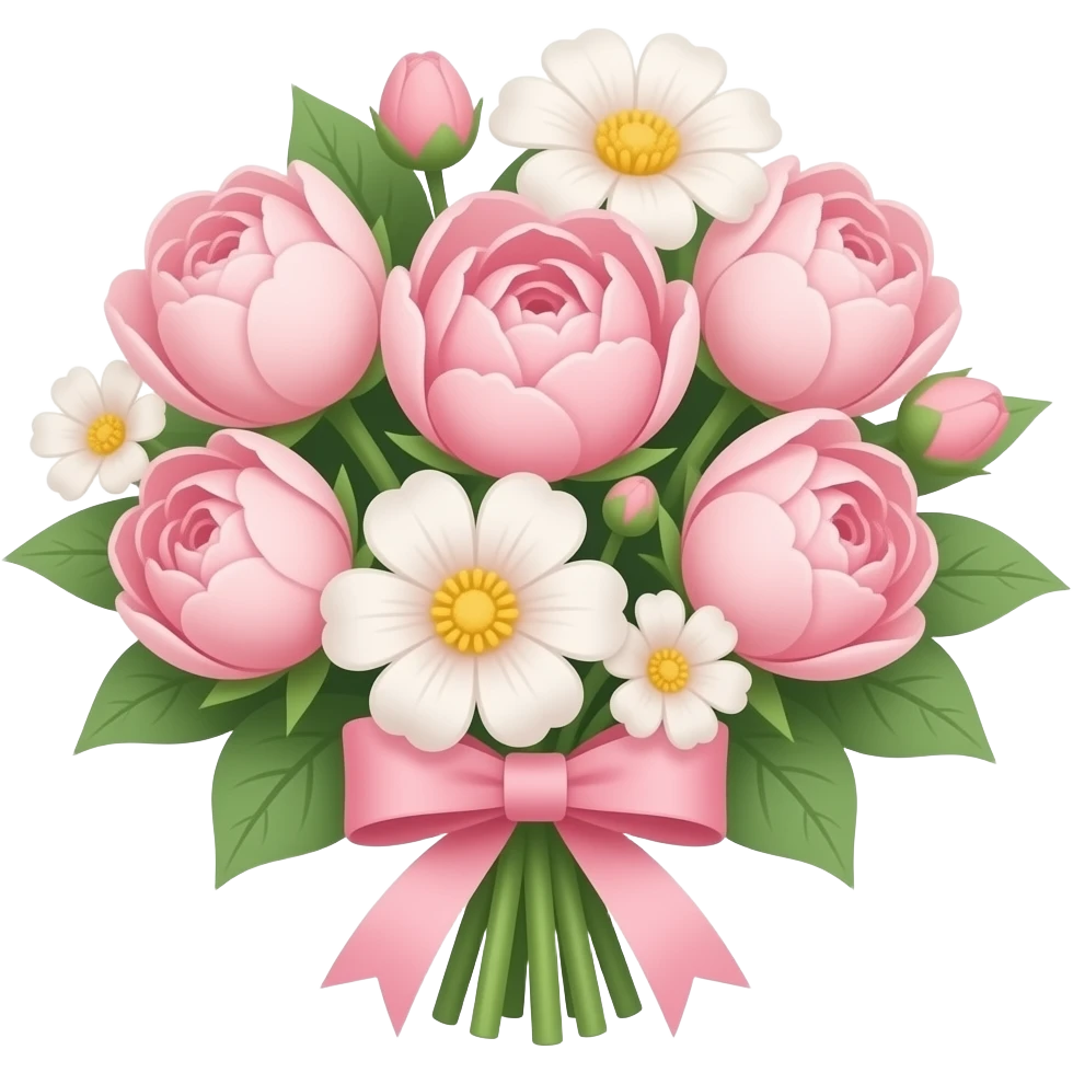 Buque de flores cor rosa claro emoji