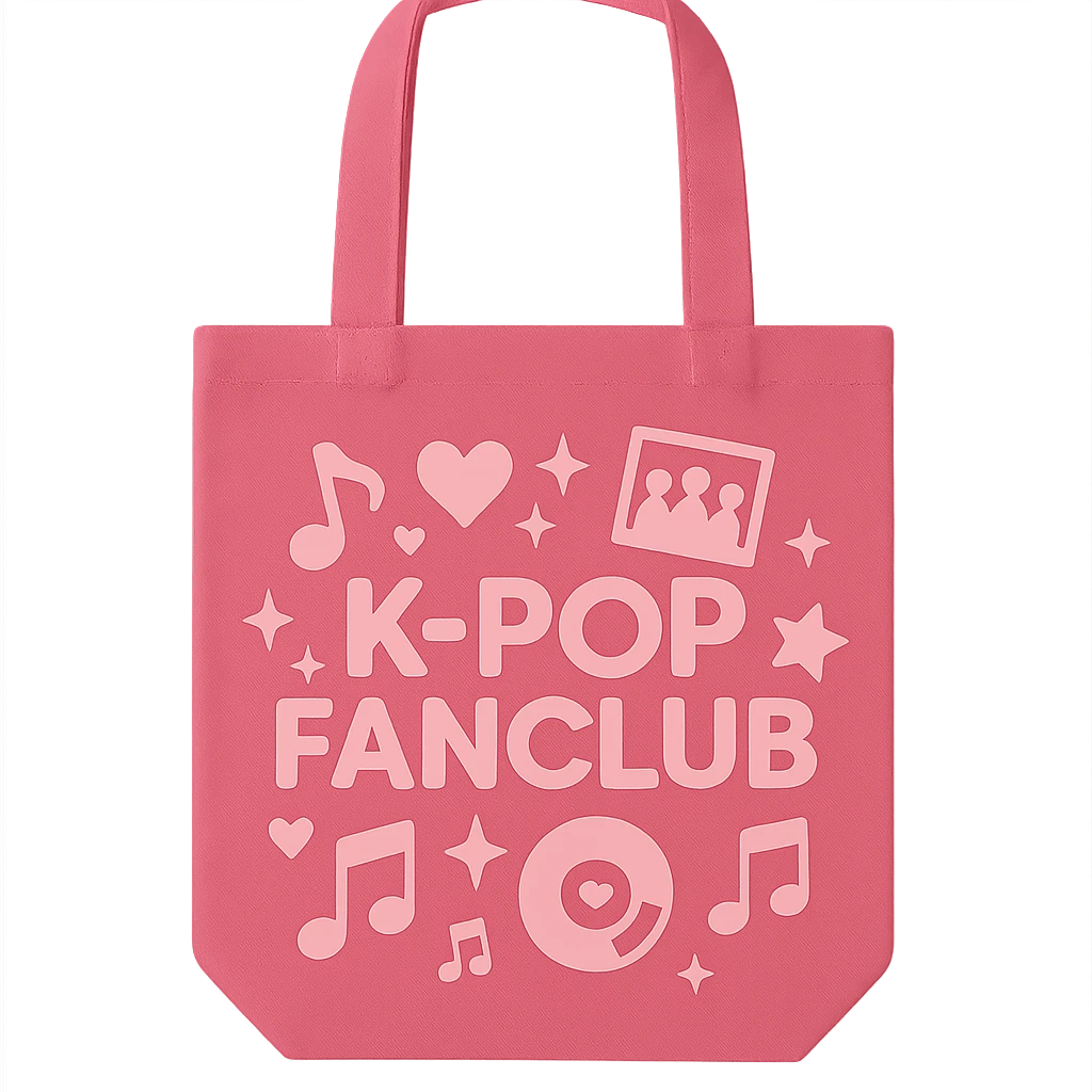 pink kpop fan club tote bag, cute and trendy emoji
