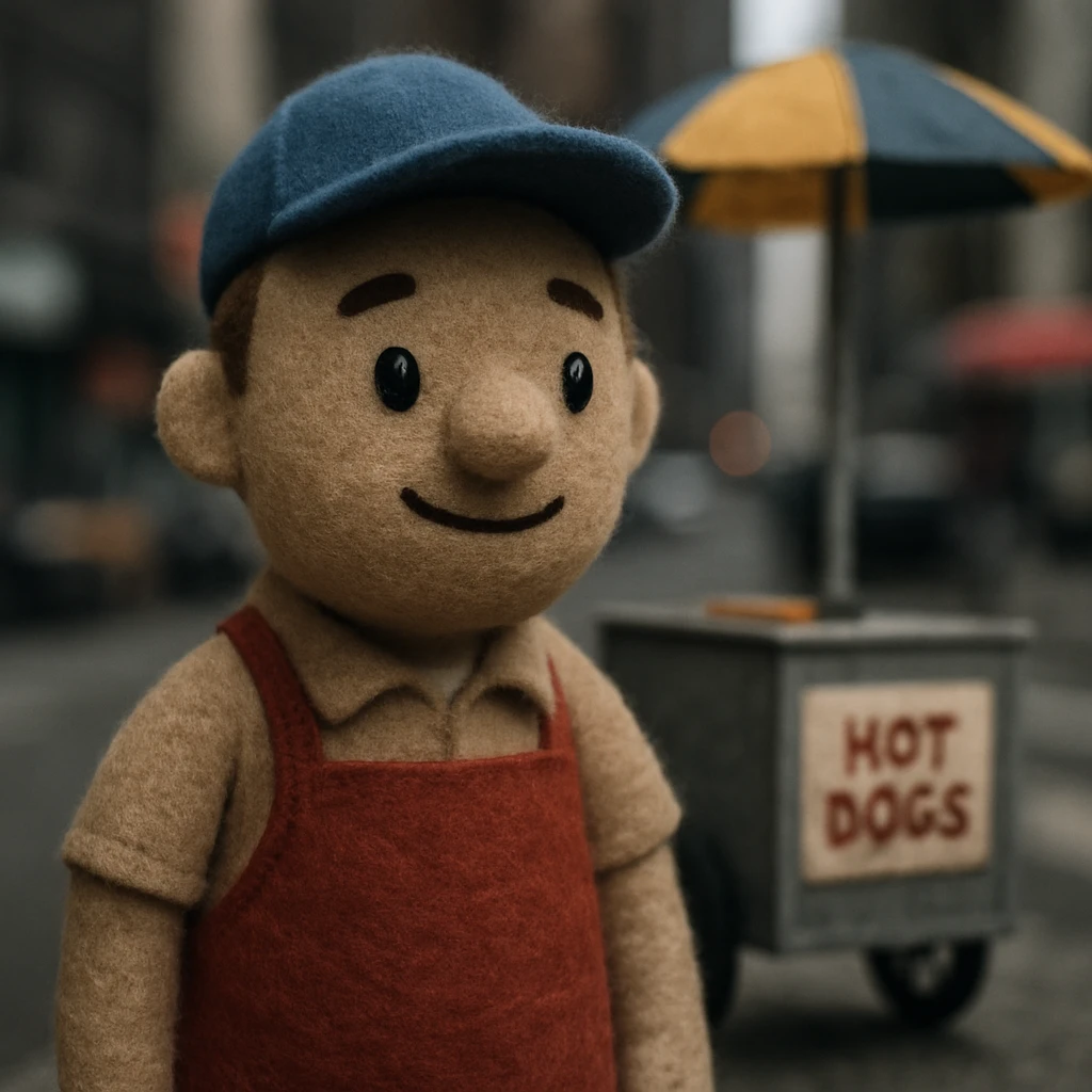 hotdog seller in New York with cart emoji