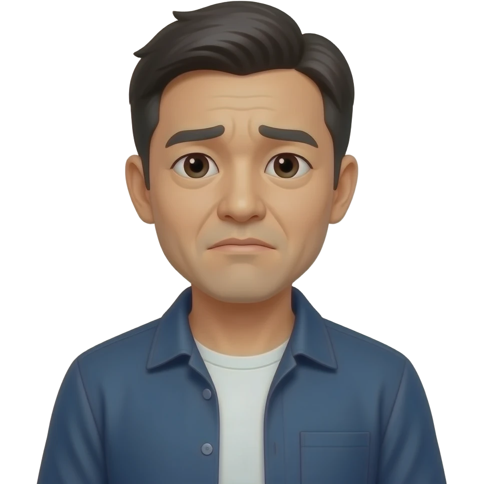 그 다음엔 종로구 광화문 근처 생활권 자영업자 남성(양복 말고 다른 옷 입은 사람). 살짝 슬픈 표정 emoji