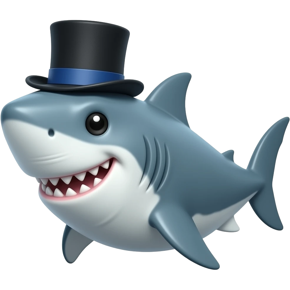 Shark with a top hat emoji