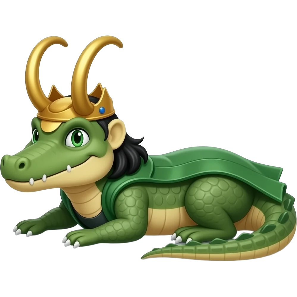 Aligator loki with his crown but use🐊 this emoji as reference . No standing . Make the crown look like from loki emoji
