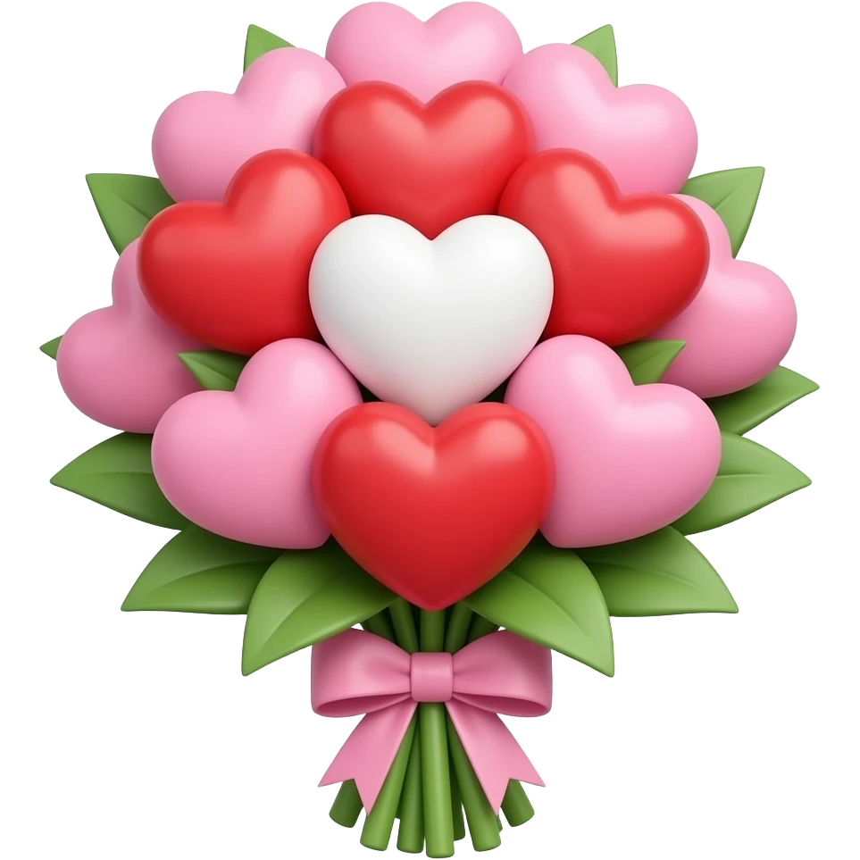 a spring of pink red and white love hearts emoji