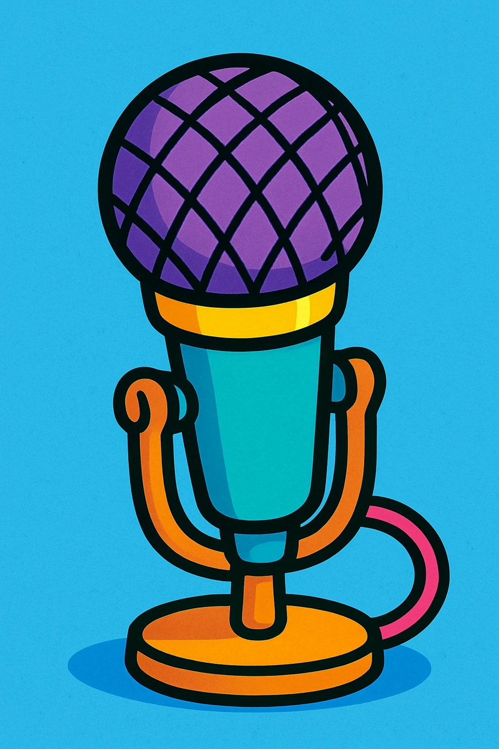 microphone, cartoon style, playful colors, vibrant toon style emoji