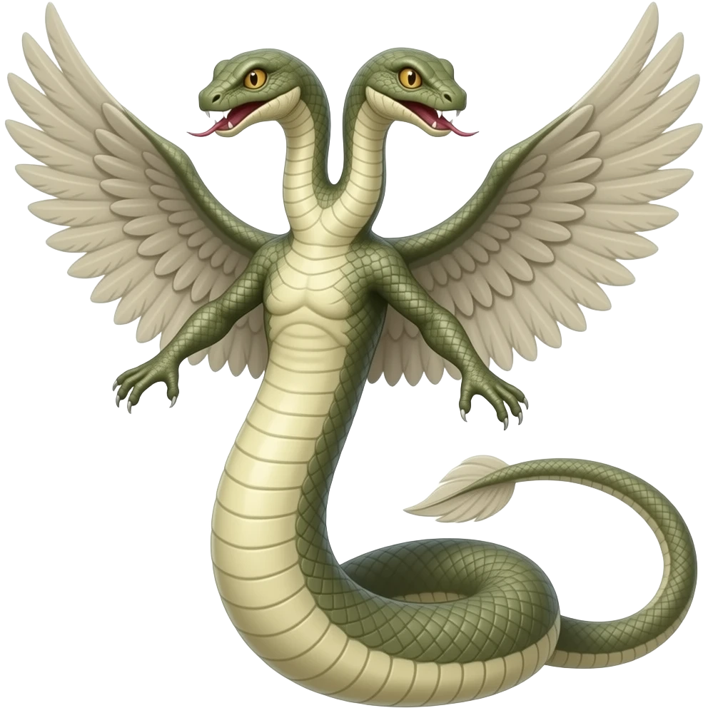 serpent with wings and arms and two heads, one  in her tail emoji