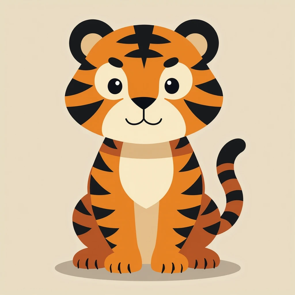 Flat design style tiger emoji