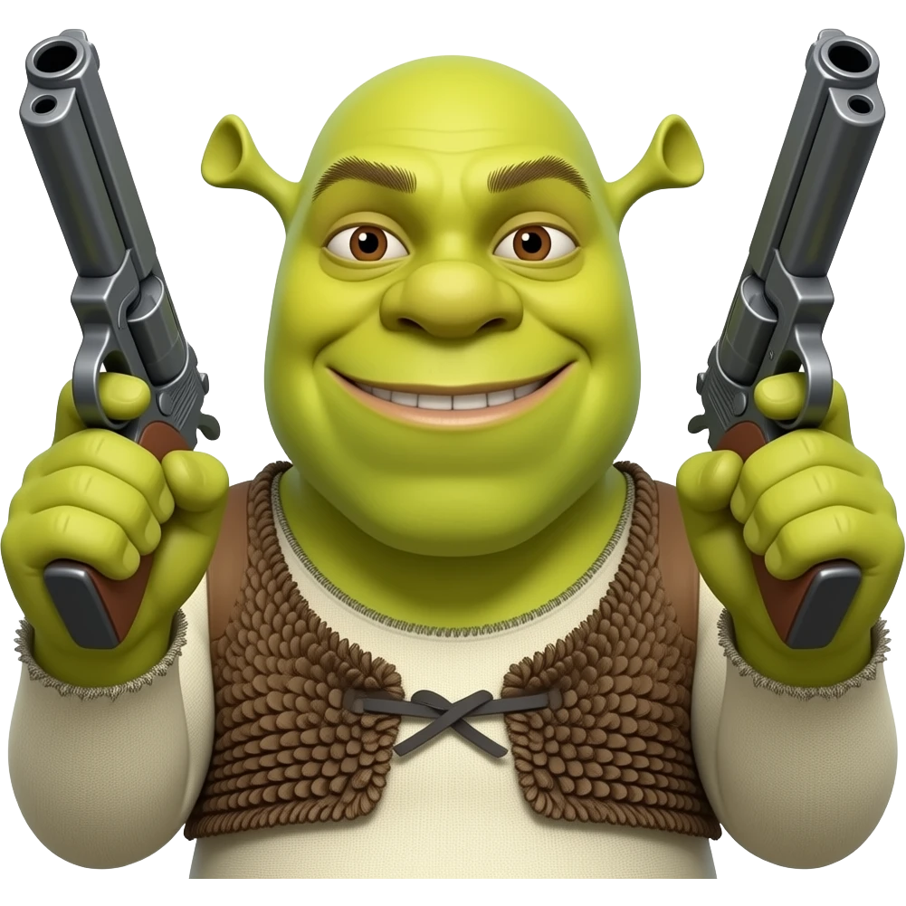 Shrek with guns emoji