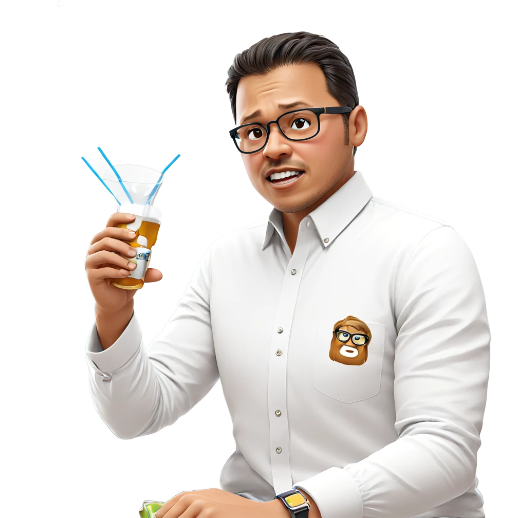 casual drinker with glasses emoji