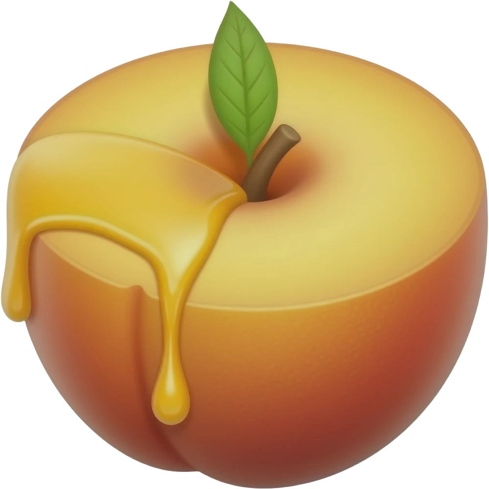 Juice dripping from inside a peach emoji