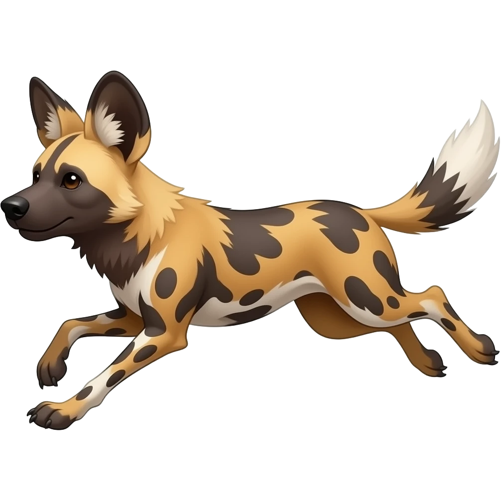 Cartoon afriacn wild dog running emoji