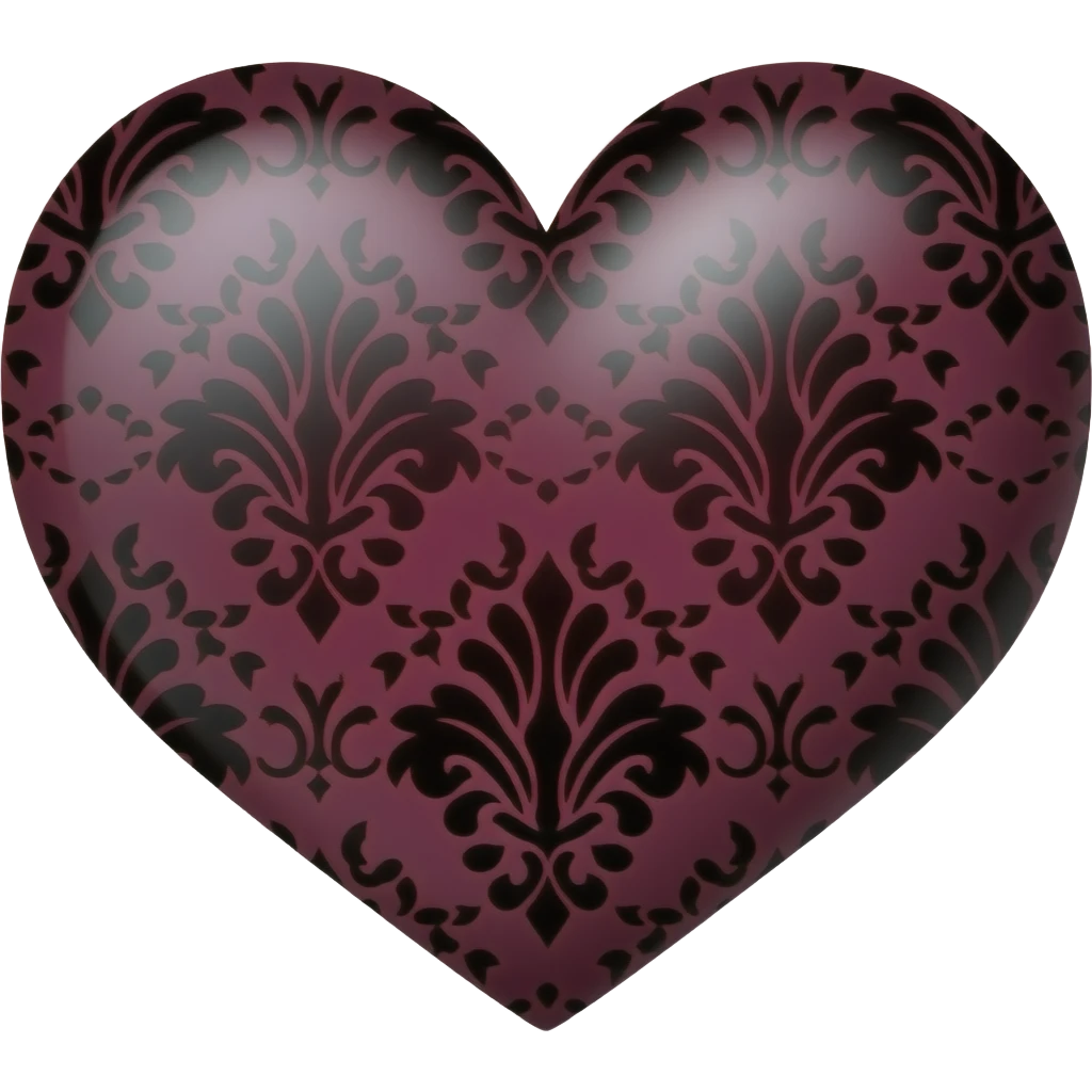 Vermillion Gothic emo edgy cool Heart with black damask pattern emoji