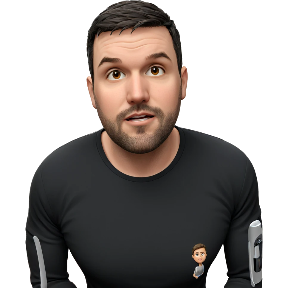 male in black shirt indoors emoji