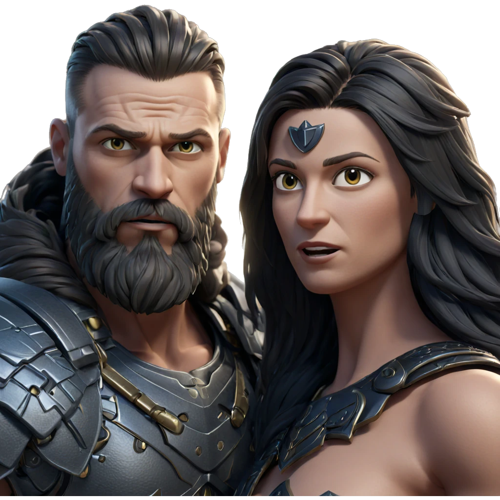 armor-clad couple in focus emoji