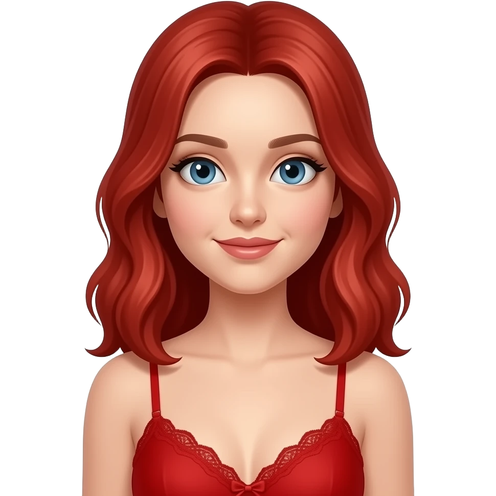 Nackte Frau rote haare mit roter reiwäsche emoji